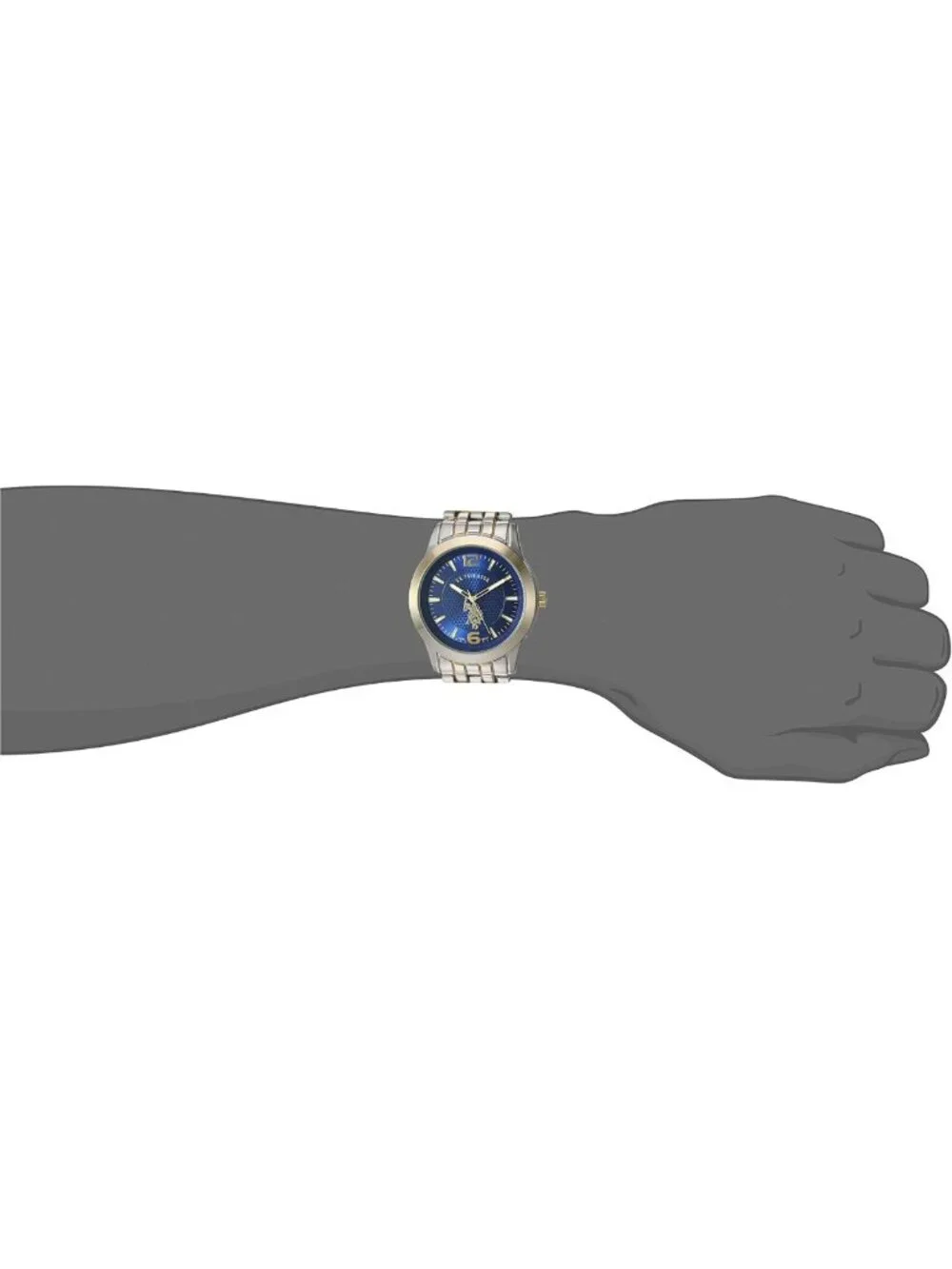 Stylish Men's Analog Watch - Blue Dial, Gold-Tone Bezel, Two-Tone Band